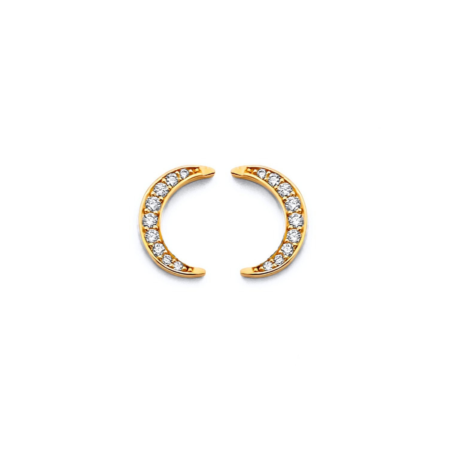 14KY CZ Moon Push Back Earring