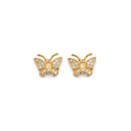 14KY CZ Butterfly Push Back Earring