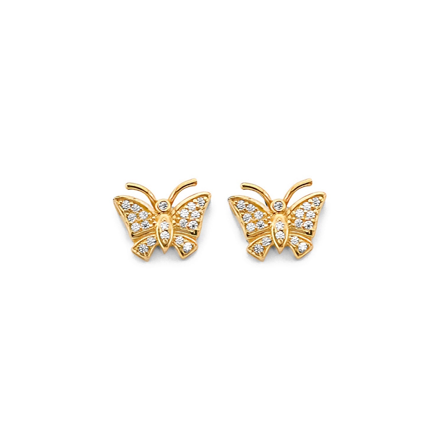 14KY CZ Butterfly Push Back Earring