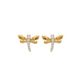 14KY CZ Dragonfly Push Back Earring