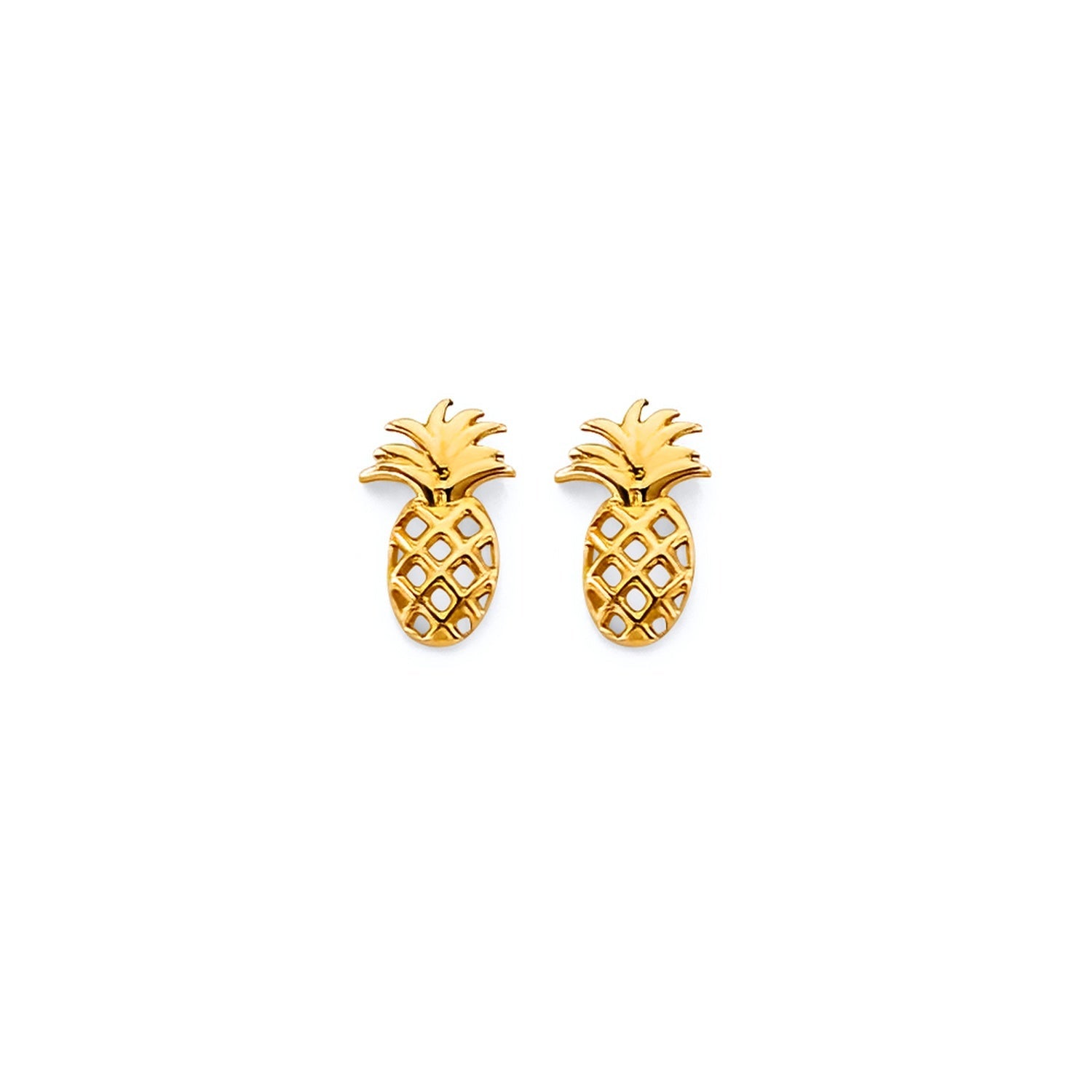 14KY CZ Pineapple Push Back Earring