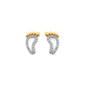 14K 2T CZ Foorprints Push Back Earring