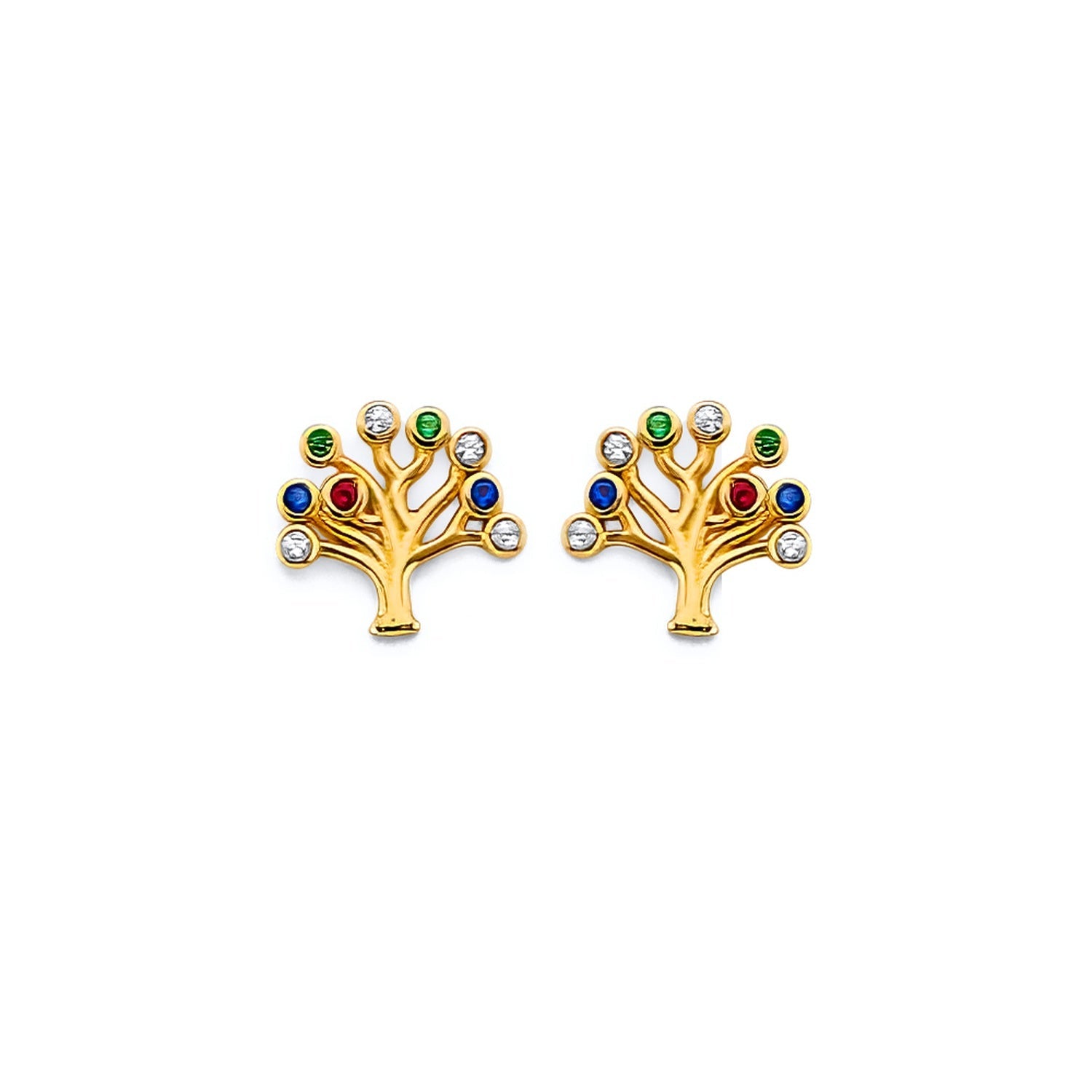14KY CZ Tree of Life Push Back Earring