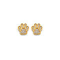 14KY CZ Paw Push Back Earring