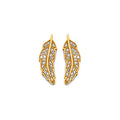 14KY CZ Feather Push Back Earring