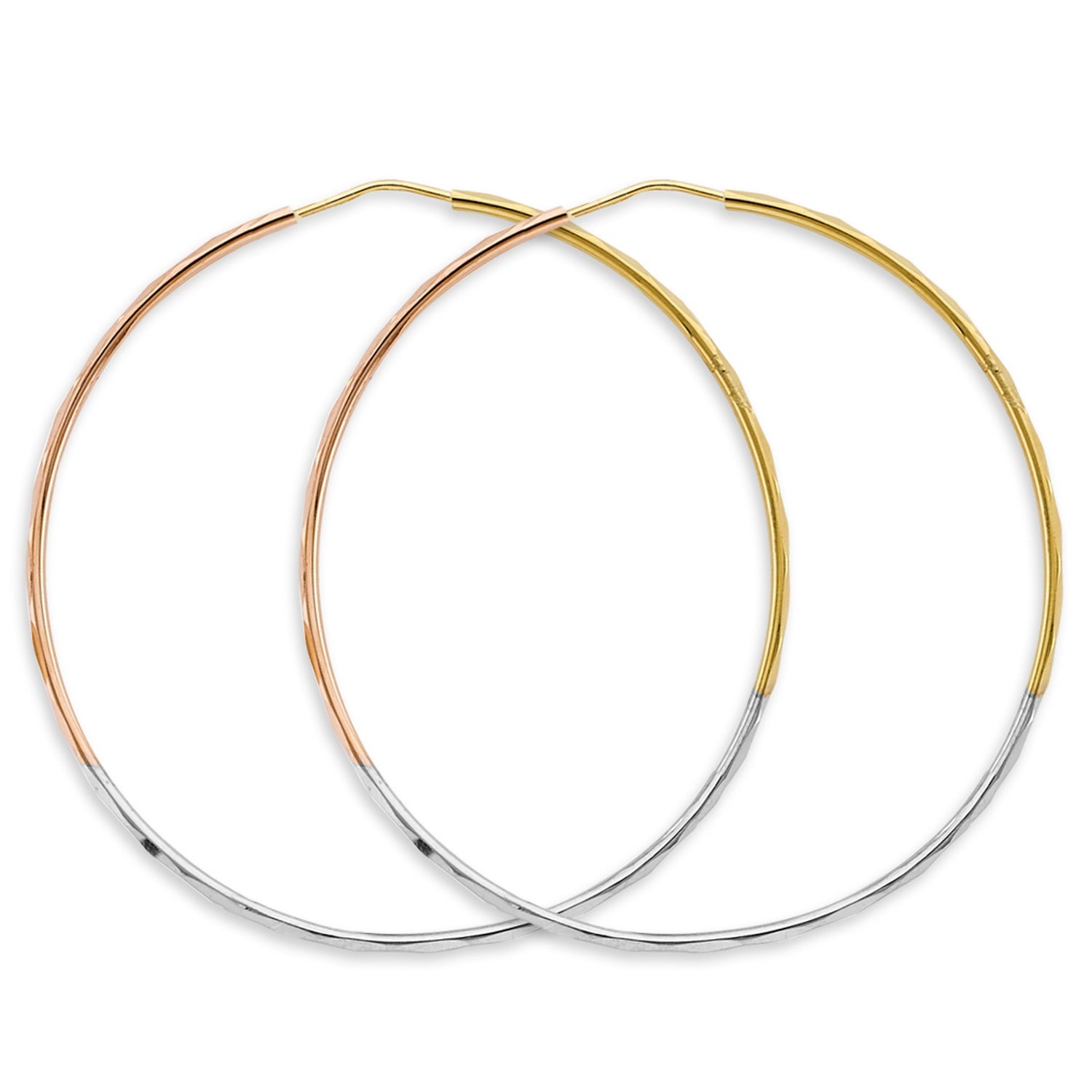 14K 3C 1.5mm Faceted RD Hoop (55mm)