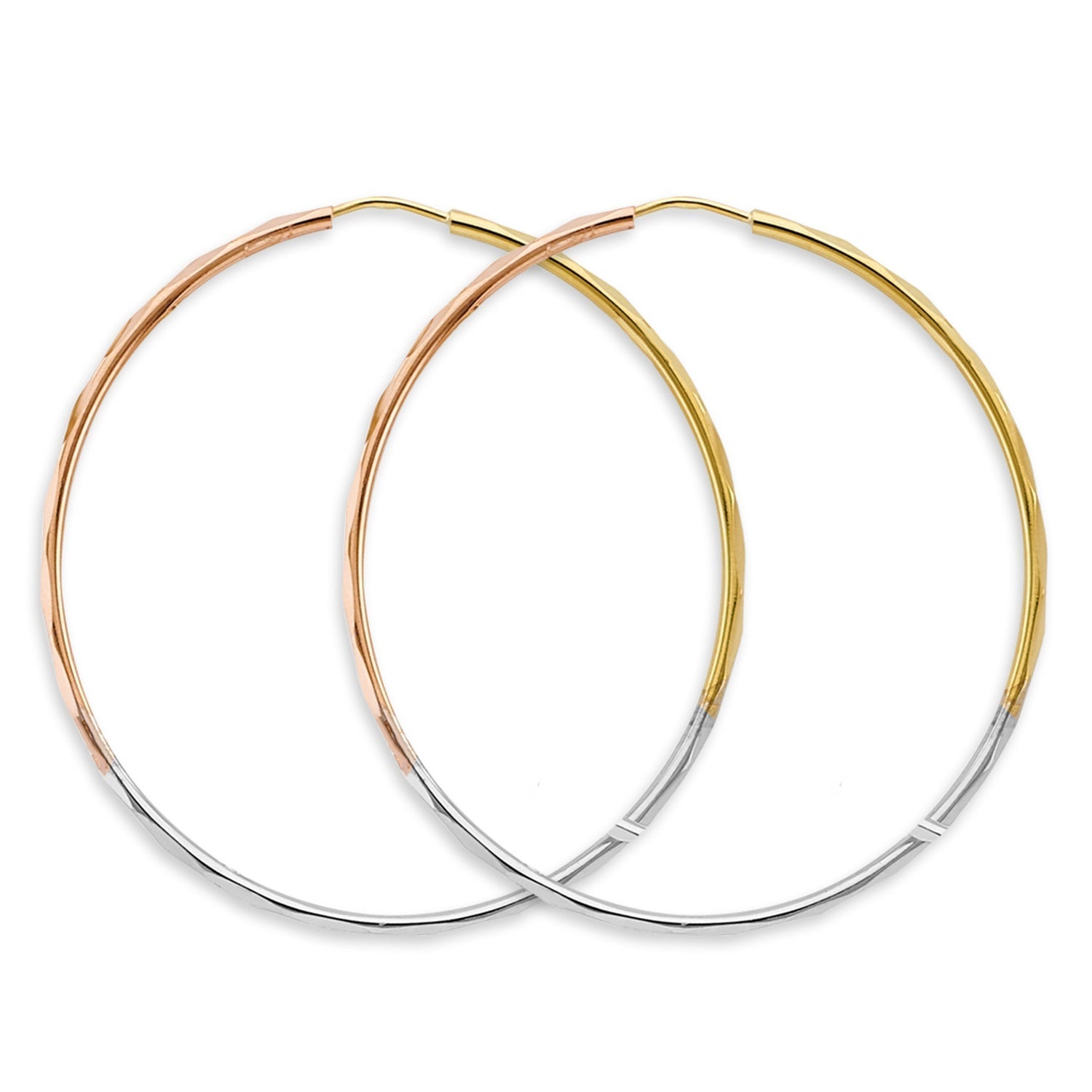 14K 3C 1.5mm Faceted RD Hoop (45mm)