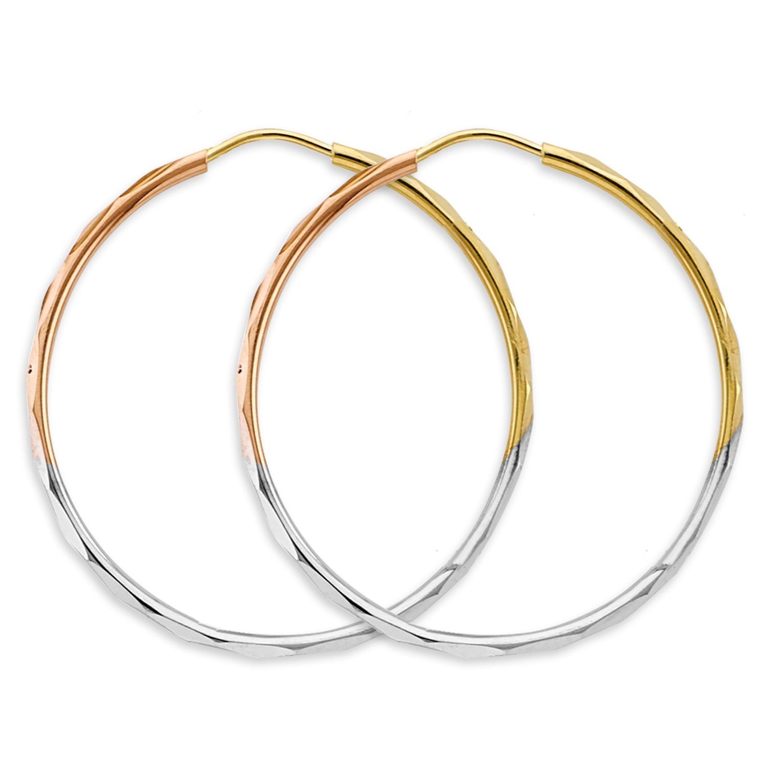 14K 3C 1.5mm Faceted RD Hoop (35mm)