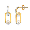 14K 2T Pearl CZ Push Back Earring