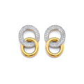 14K 2T CZ Double Circle Push Back Earring