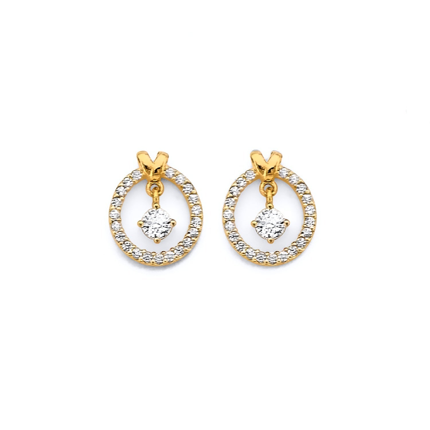14KY CZ Hanging Push Back Earring