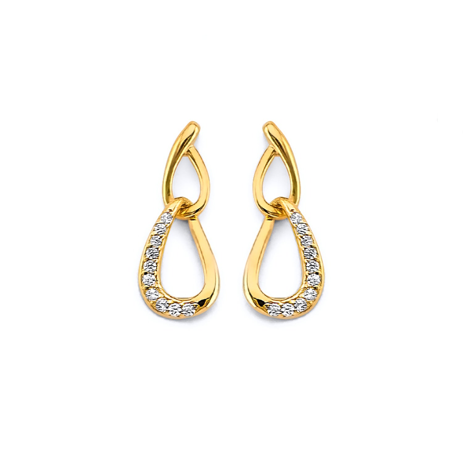 14KY CZ Push Back Earring