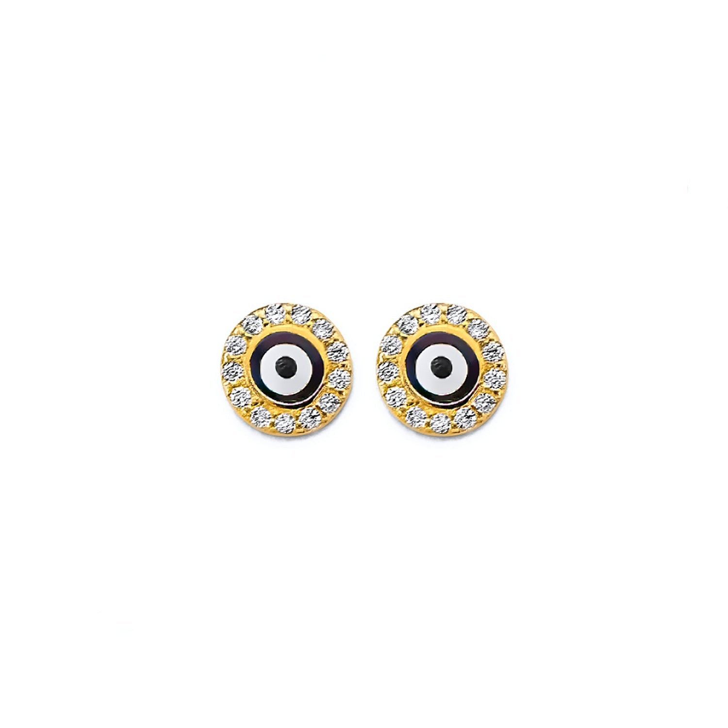 14KY CZ Evil Eye Push Back Earring