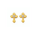 14KY CZ Cross Push Back Earring