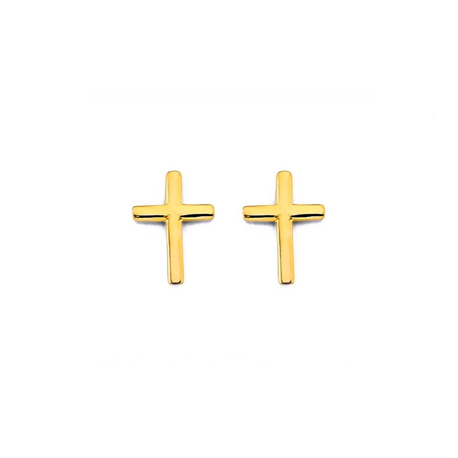 14KY Plain Cross Push Back Earring