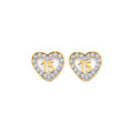 14KY CZ Heart 15 Years Push Back Earring