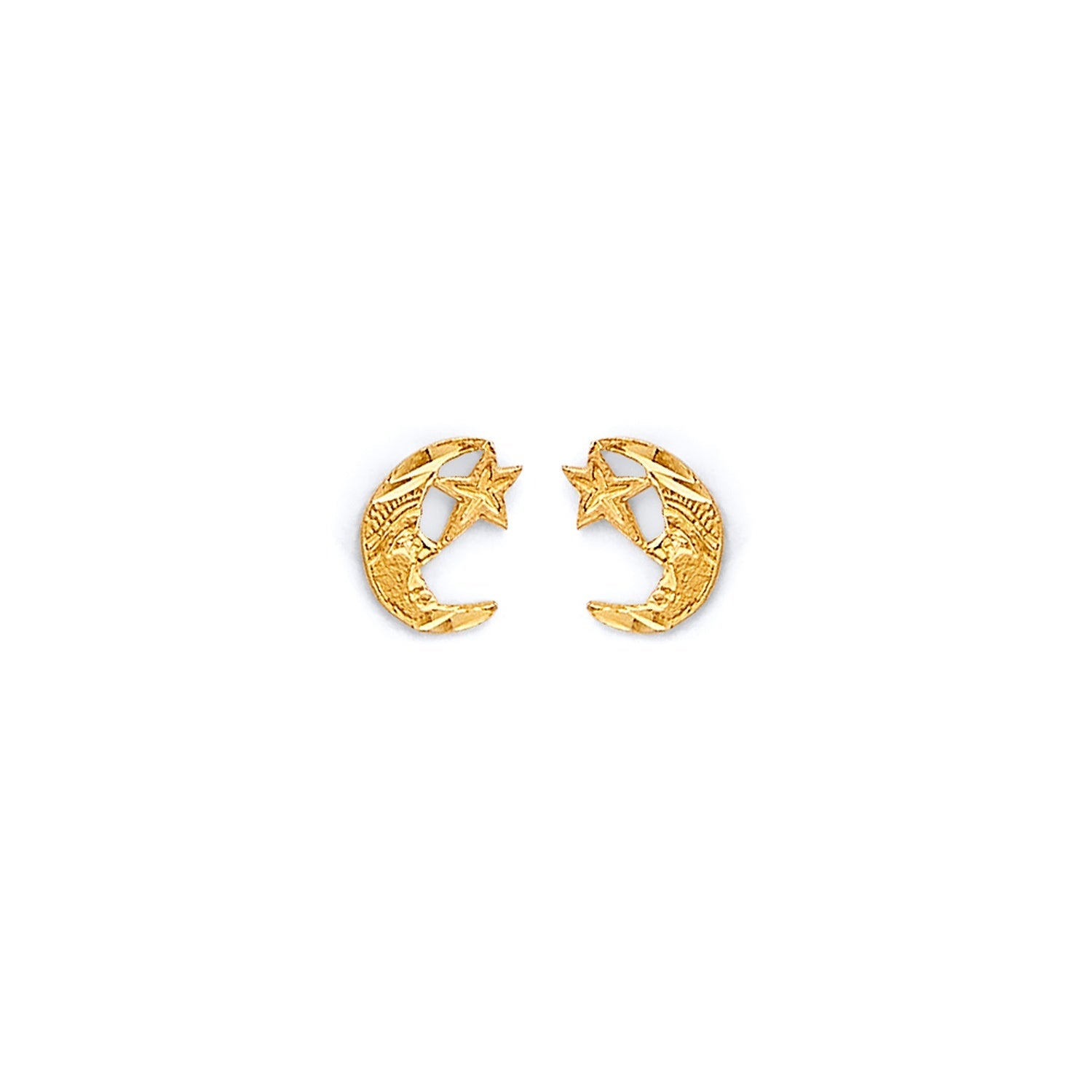 14KY Moon & Star Push Back Earring