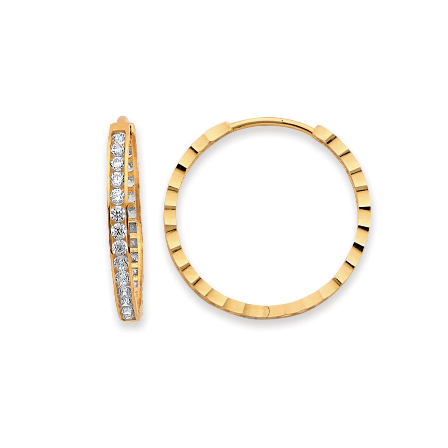 14KY Side D.C. CZ Huggies Earring