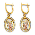 14K 3C CZ Guadalupe Huggies Earring