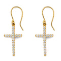 14KY CZ Cross Hanging Earring