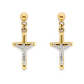 14K 2T Crucific Hanging Push Back Ear