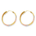 14K 3C D.C. Greek Design Hoop Earring
