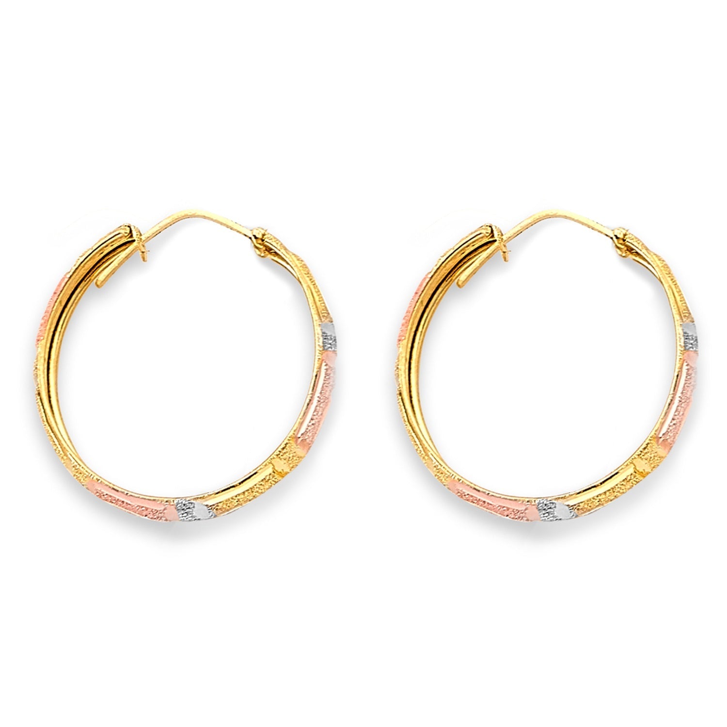 14K 3C D.C. Greek Design Hoop Earring