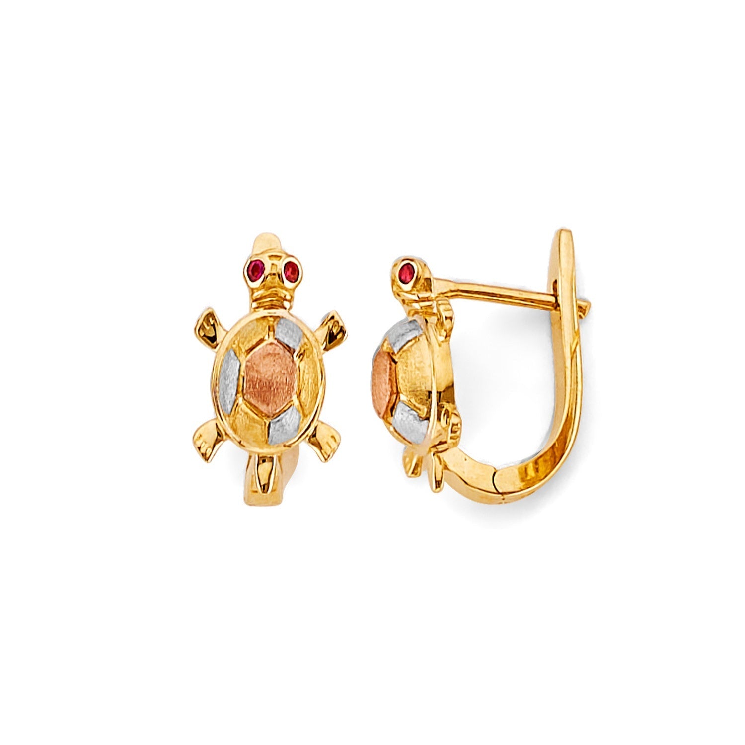 14K 3C Turtle Half Huggies Earring
