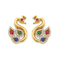 14K 2T Swan w/ Colored CZ Earring