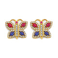 14K 2T Butterfly w/ Colored CZ Earring