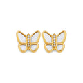 14KY MOP CZ Butterfly Earring