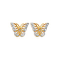 14K 2T CZ Butterfly Push Back Earring