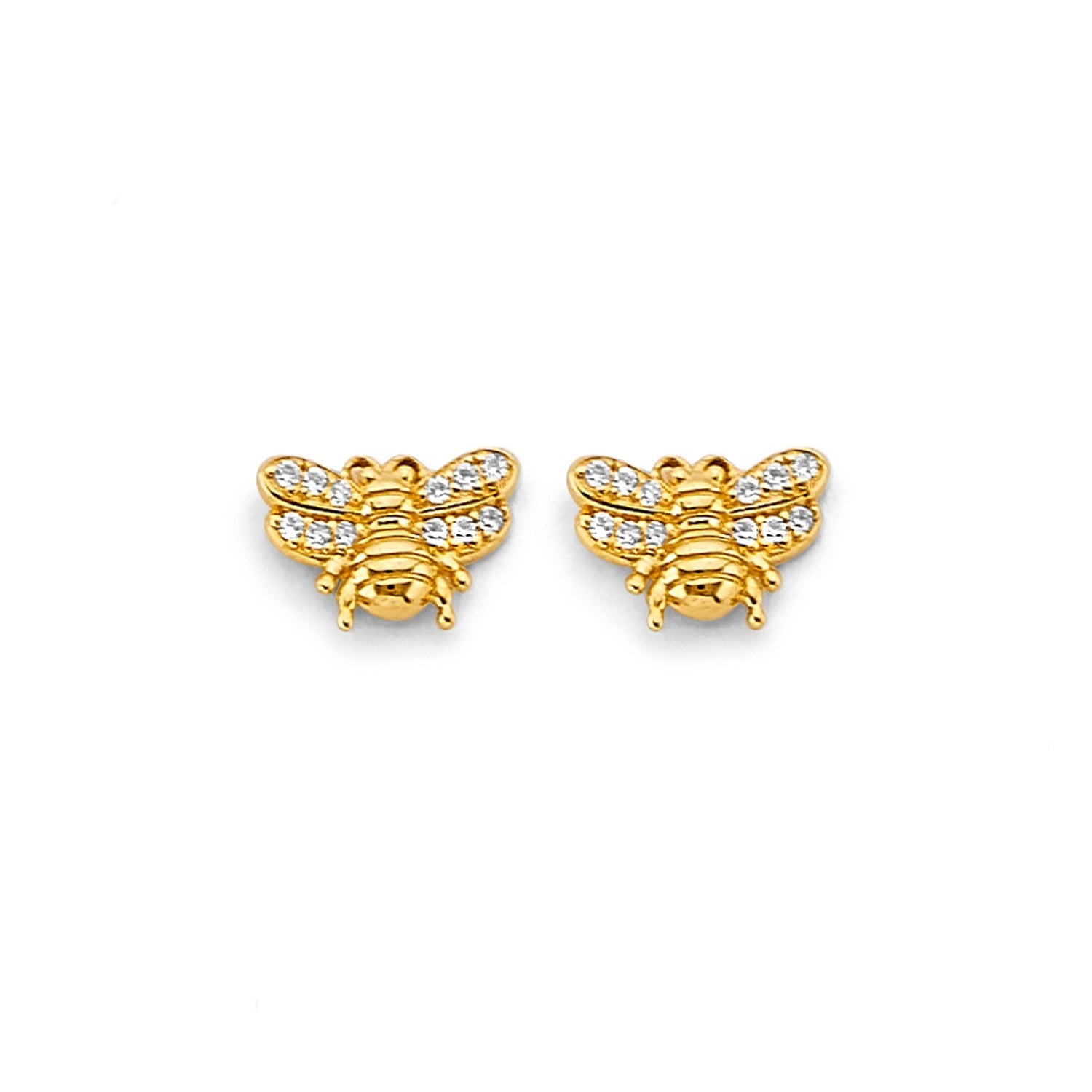 14KY CZ Bee Push Back Earring