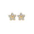 14KY CZ Flower Push Back Earring