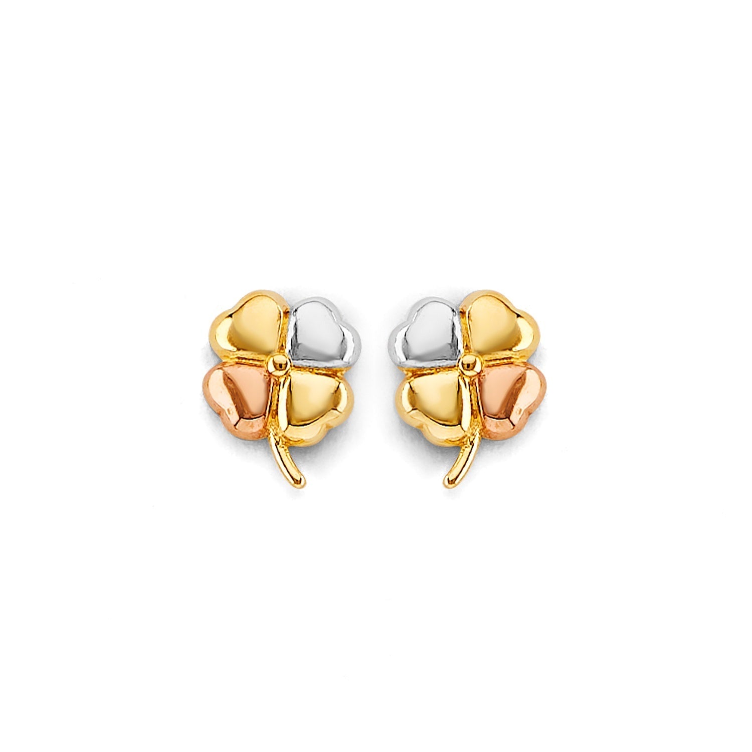 14K 3C Clover Push Back Earring