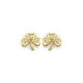 14KY CZ Clover Push Back Earring