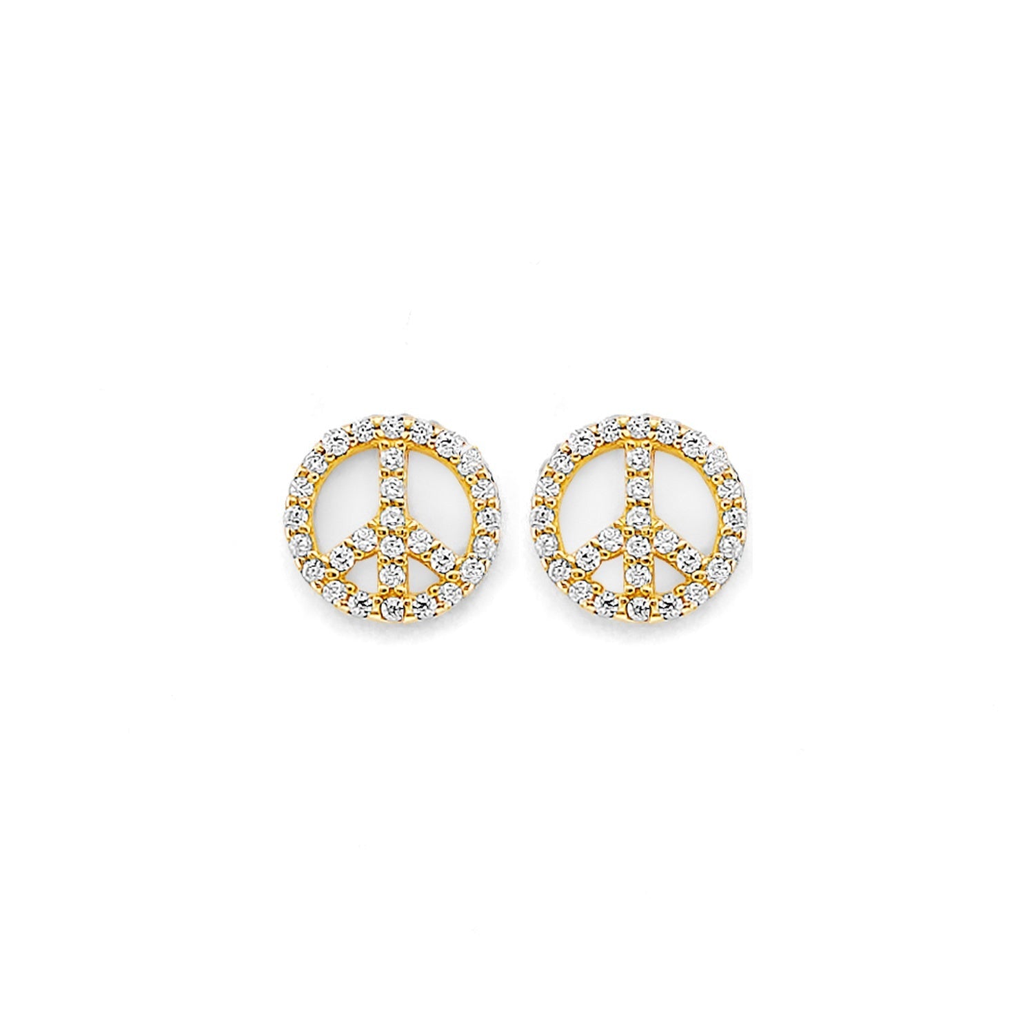 14KY CZ Peace Push Back Earring