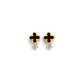 14KY CZ Small Clover Push Back Earring