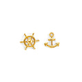 14KY Anchor & Wheel Push Back Earring