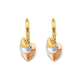 14K 3C Hanging Hearts Huggies Earring