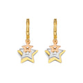 14K 3C Hanging Stars Huggies Earring