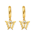 14KY Hanging Butterfly Huggies Earring