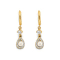 14KY CZ Pearl Hanging Huggies Earring
