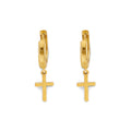 14KY Small Cross Huggies Earring