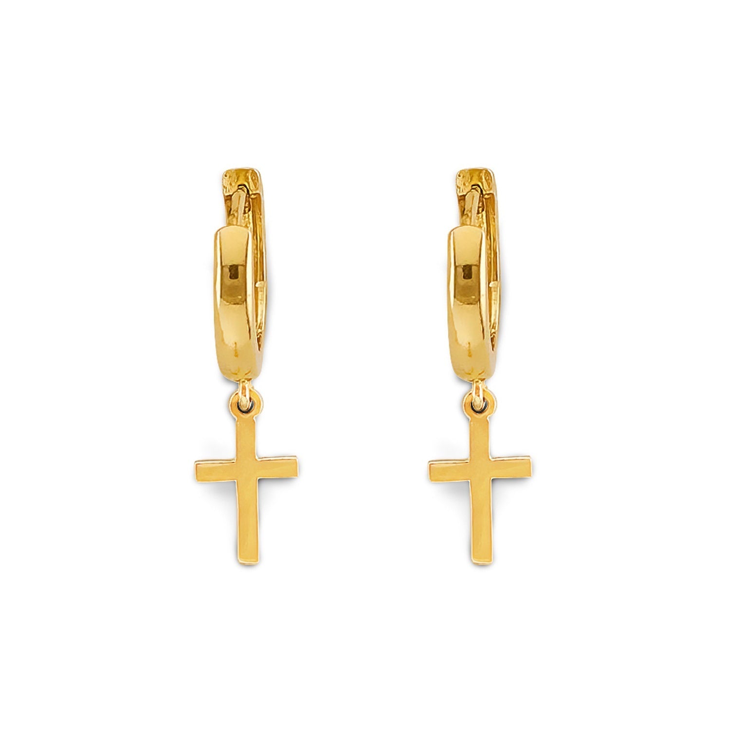 14KY Small Cross Huggies Earring
