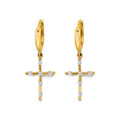 14KY CZ Cross Huggies Earring