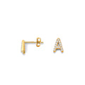 14K 2T CZ Initial Earring M