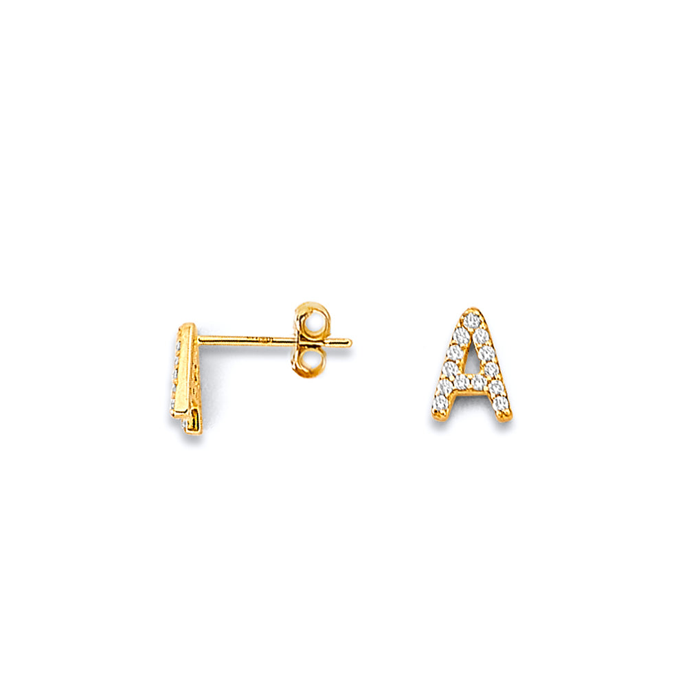 14K 2T CZ Initial Earring M