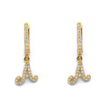 14K 2T CZ Hanging Initial Huggies Earring W