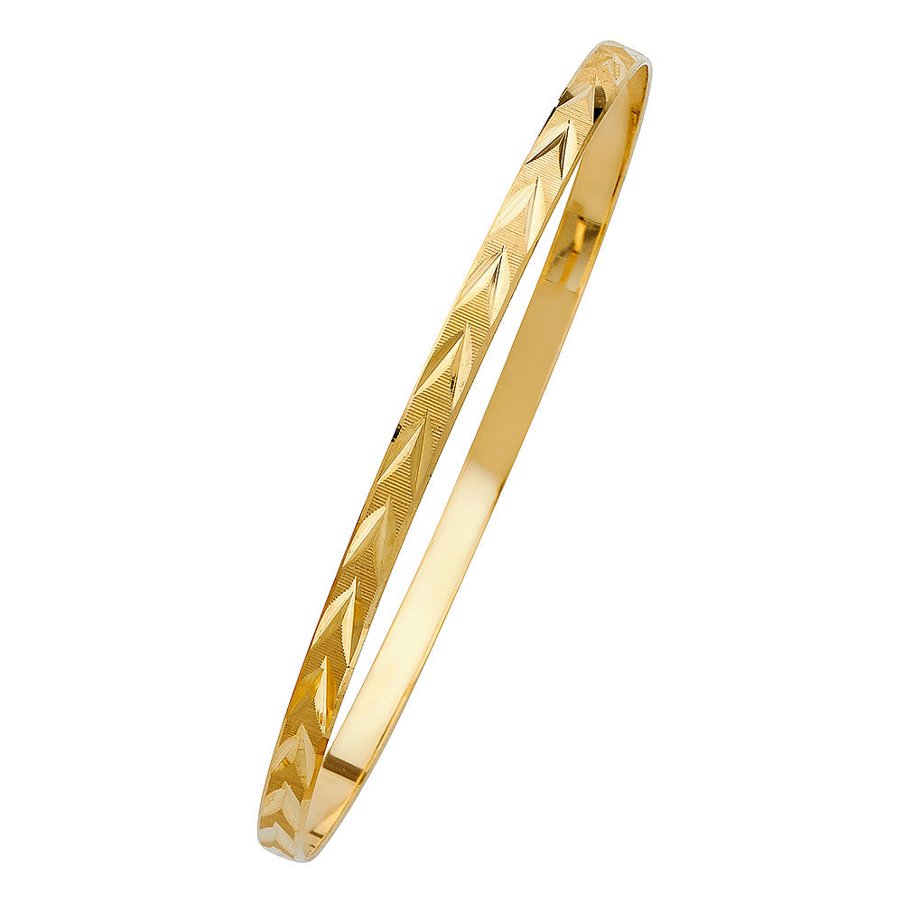 14KY 4mm Solid Bangle - 7